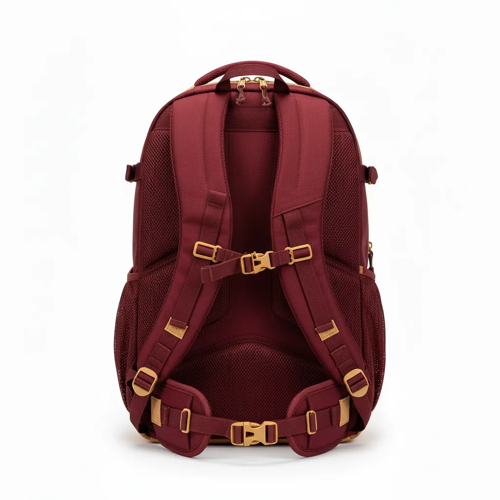 Custom Lacrosse Team Backpack - Burgundy, Gold - Vegas Tribal Clash - Back View - Kinexa Sportswear