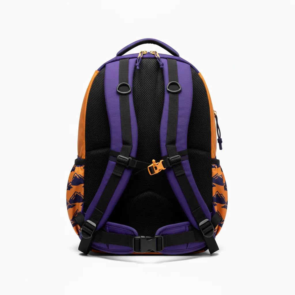 Custom Lacrosse Team Backpack - Burnt, Orange, Navy - Upstate Mountain - Back View - Kinexa Sportswear