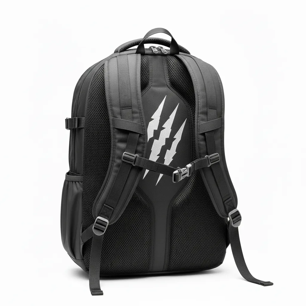Custom Lacrosse Team Backpack - Grey, Silver - Charcoal Wolf Pack Hunt - Back View - Kinexa Sportswear