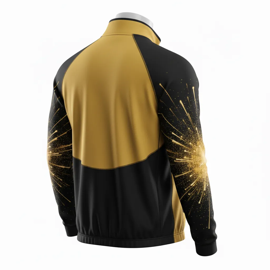 Custom Lacrosse Track Jacket - Gold, Black - Athletic Goal Dust Explosion - Back View - Kinexa Sportswear