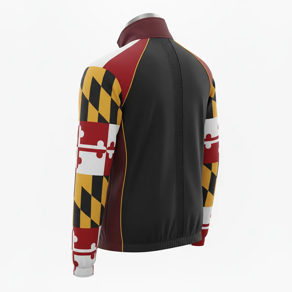 Custom Lacrosse Track Jacket - Black, Red, Gold - Maryland Pride - Back View - Kinexa Sportswear
