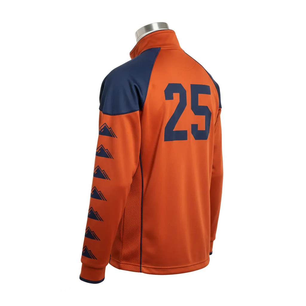 Custom Lacrosse Track Jacket - Burnt, Orange, Navy - Upstate Mountain - Front View - Kinexa Sportswear