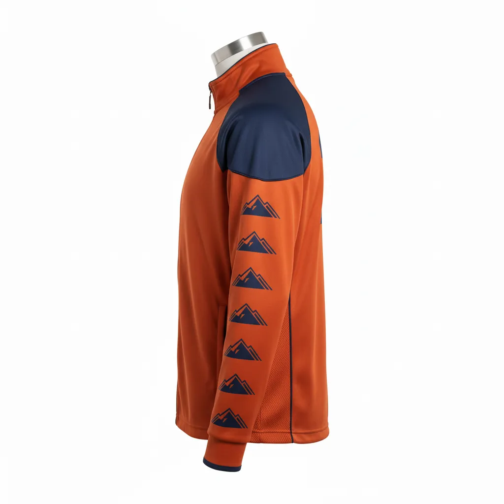 Custom Lacrosse Track Jacket - Burnt, Orange, Navy - Upstate Mountain - Side View - Kinexa Sportswear