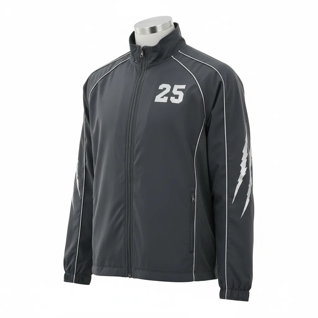 Custom Lacrosse Track Jacket - Grey, Silver - Charcoal Wolf Pack Hunt - Front View - Kinexa Sportswear