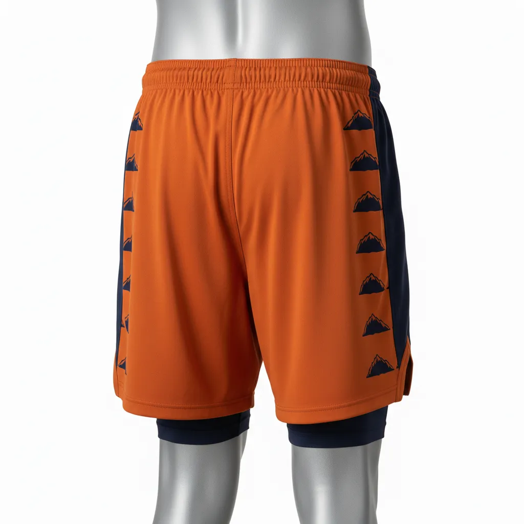 Custom Lacrosse Training Shorts - Burnt, Orange, Navy - Upstate Mountain - Back View - Kinexa Sportswear