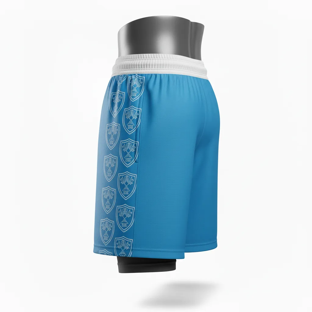 Custom Lacrosse Training Shorts - Blue, White, Blue - Carolina Tar Heel - Back View - Kinexa Sportswear