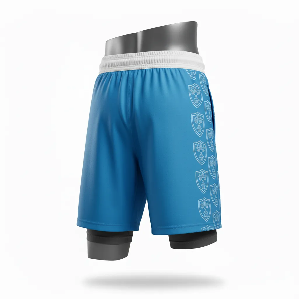 Custom Lacrosse Training Shorts - Blue, White, Blue - Carolina Tar Heel - Front View - Kinexa Sportswear
