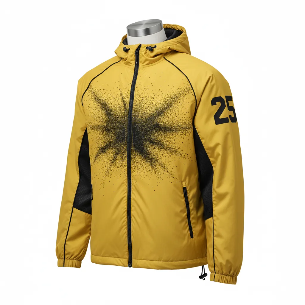 Custom Lacrosse Windbreaker - Gold, Black - Athletic Goal Dust Explosion - Front View - Kinexa Sportswear
