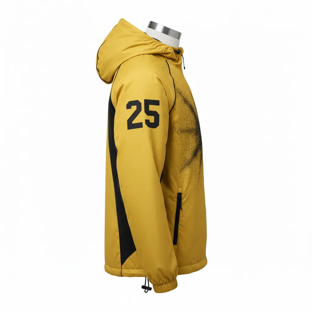 Custom Lacrosse Windbreaker - Gold, Black - Athletic Goal Dust Explosion - Side View - Kinexa Sportswear