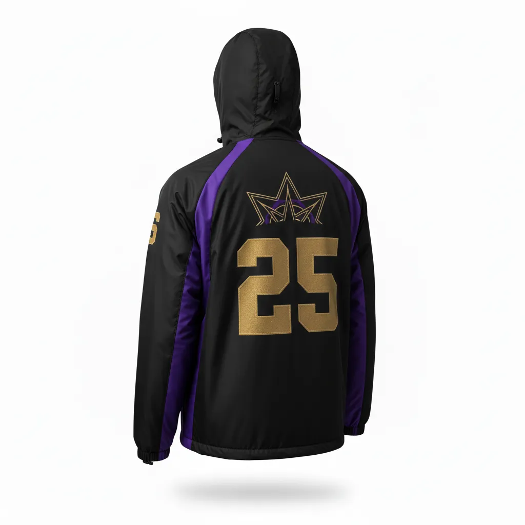 Custom Lacrosse Windbreaker - Black, Gold, Purple - Creator S Game Celestial - Back View - Kinexa Sportswear