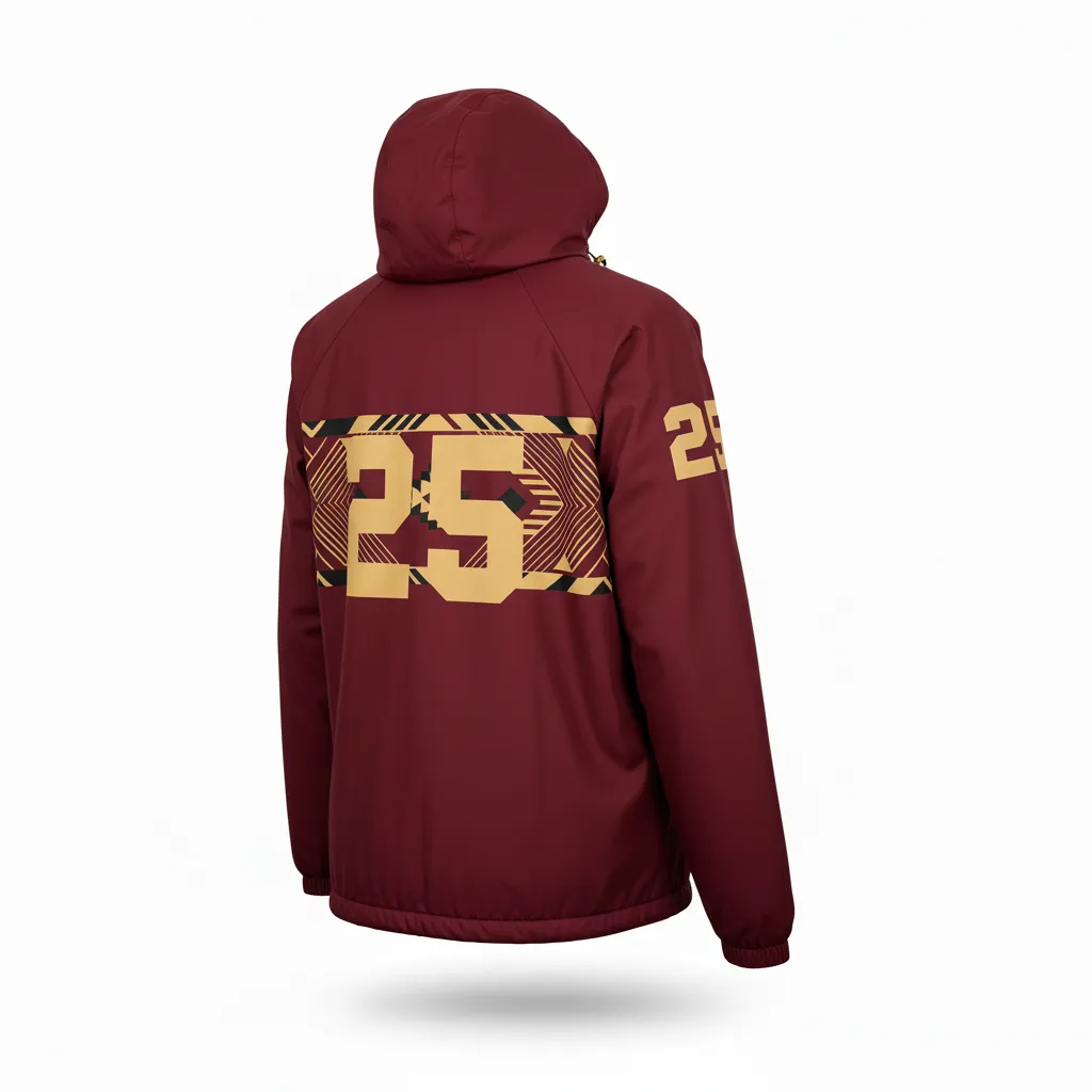 Custom Lacrosse Windbreaker - Burgundy, Gold - Vegas Tribal Clash - Back View - Kinexa Sportswear