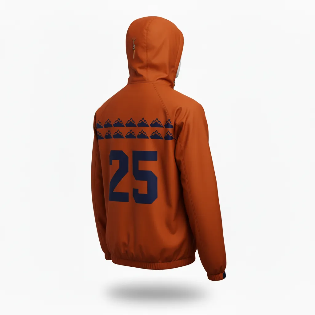 Custom Lacrosse Windbreaker - Burnt, Orange, Navy - Upstate Mountain - Back View - Kinexa Sportswear