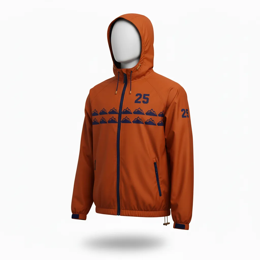 Custom Lacrosse Windbreaker - Burnt, Orange, Navy - Upstate Mountain - Front View - Kinexa Sportswear