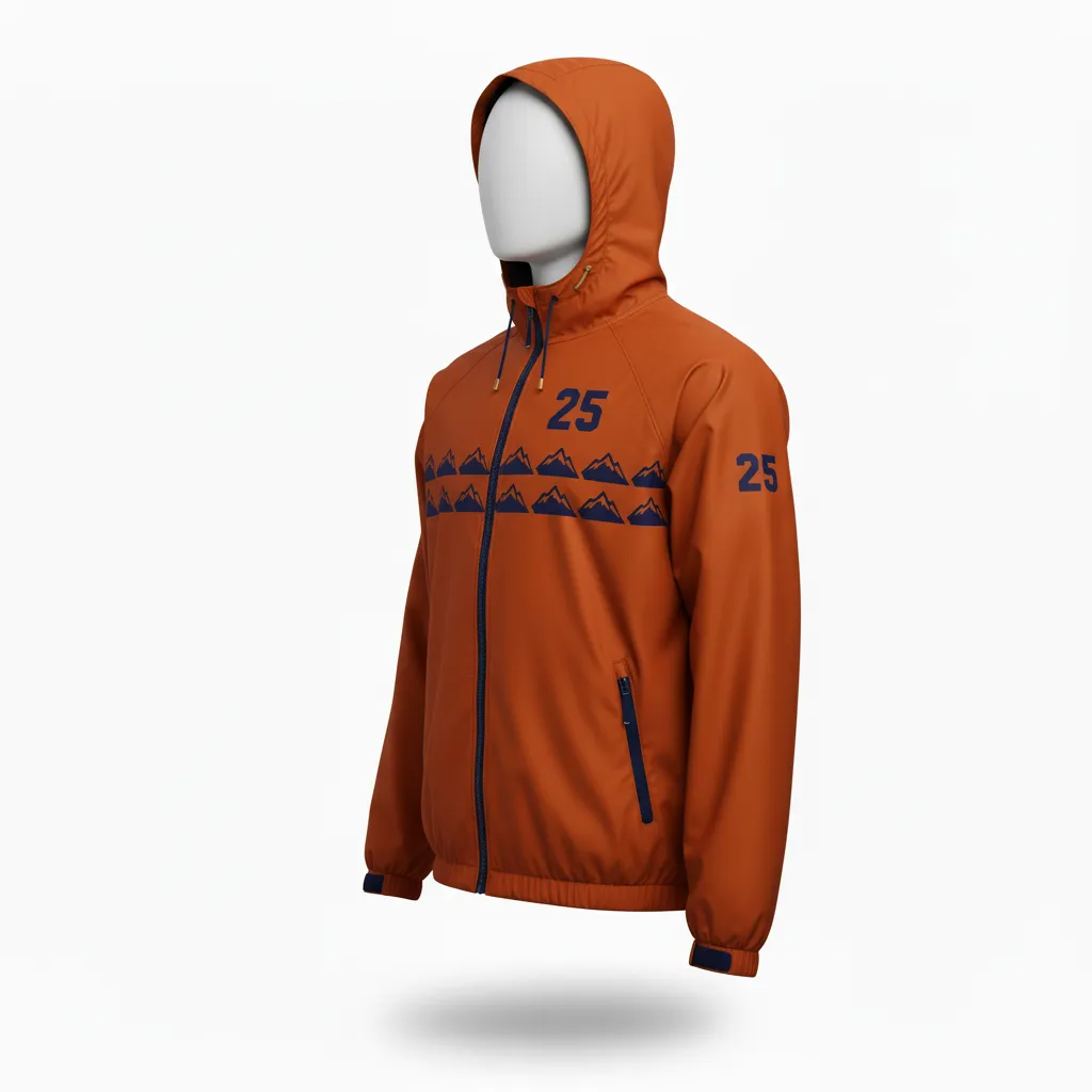 Custom Lacrosse Windbreaker - Burnt, Orange, Navy - Upstate Mountain - Side View - Kinexa Sportswear