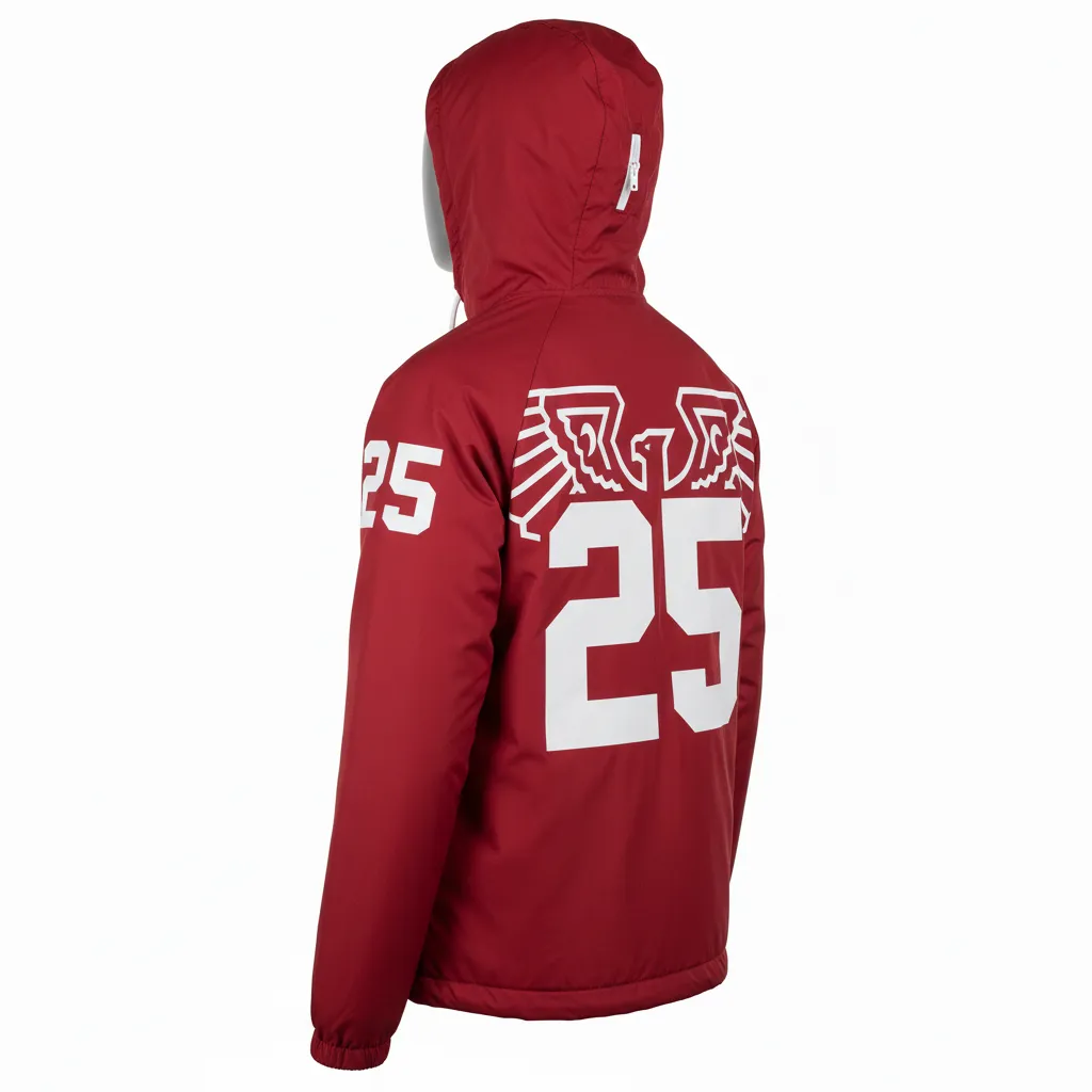 Custom Lacrosse Windbreaker - Red, White - Cardinal Thunderbird Spirit - Back View - Kinexa Sportswear