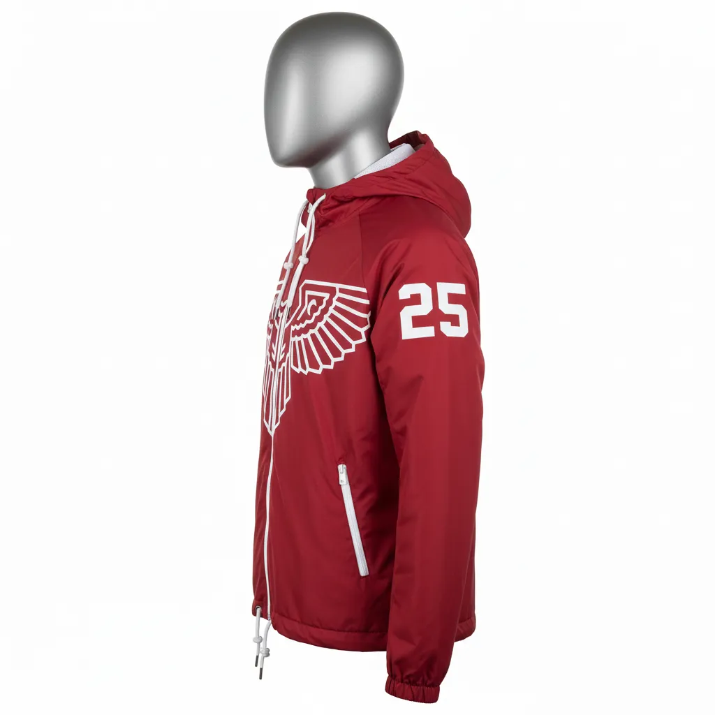 Custom Lacrosse Windbreaker - Red, White - Cardinal Thunderbird Spirit - Side View - Kinexa Sportswear