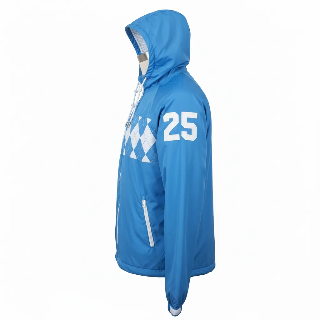 Custom Lacrosse Windbreaker - Blue, White, Blue - Carolina Tar Heel - Side View - Kinexa Sportswear