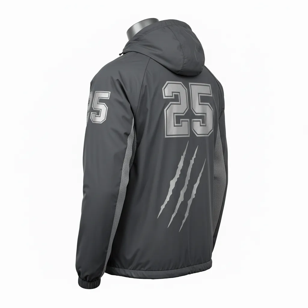 Custom Lacrosse Windbreaker - Grey, Silver - Charcoal Wolf Pack Hunt - Back View - Kinexa Sportswear