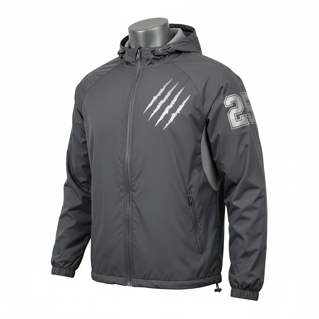 Custom Lacrosse Windbreaker - Grey, Silver - Charcoal Wolf Pack Hunt - Front View - Kinexa Sportswear
