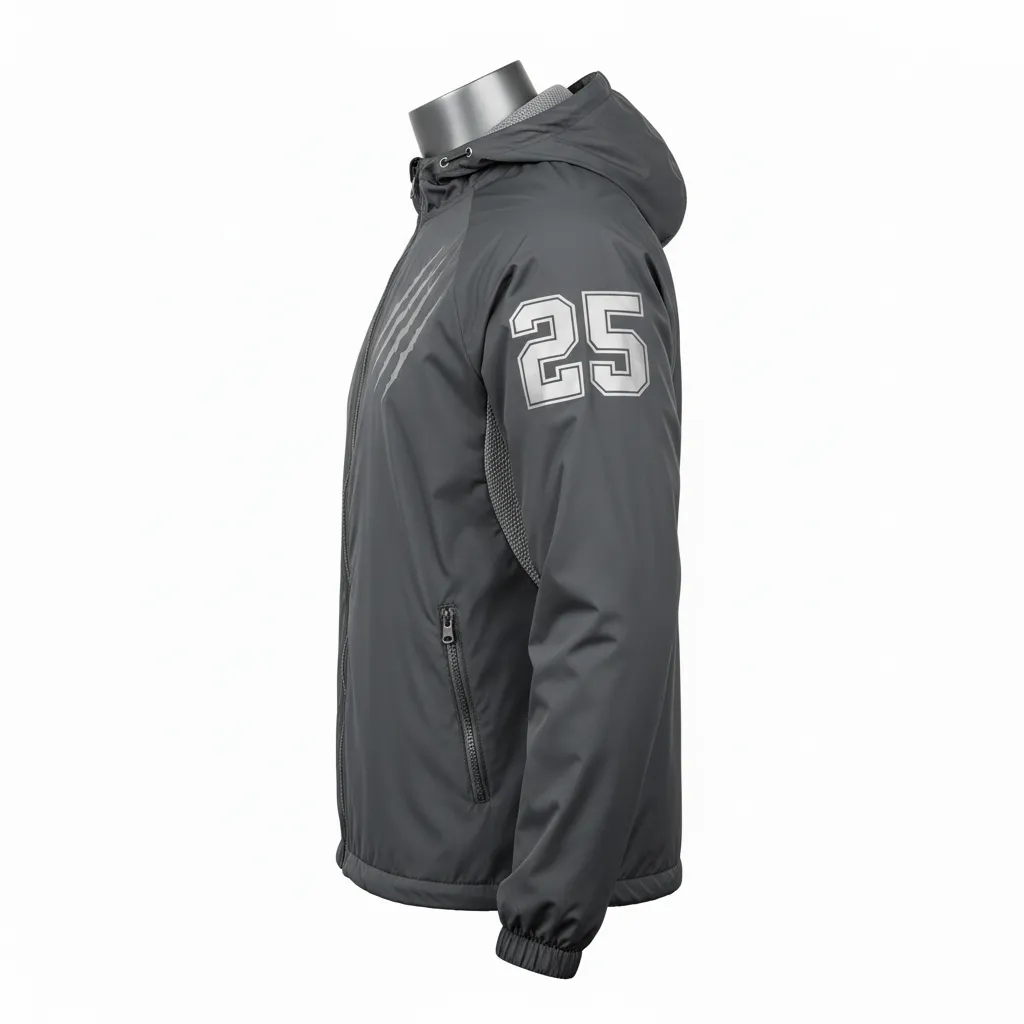 Custom Lacrosse Windbreaker - Grey, Silver - Charcoal Wolf Pack Hunt - Side View - Kinexa Sportswear