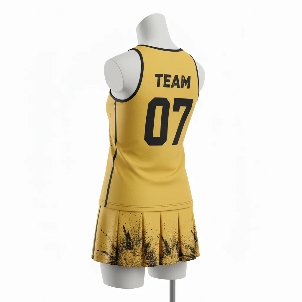 Custom Lacrosse Women Lacrosse Uniform - Gold, Black - S Athletic Goal Dust Explosion - Back View - Kinexa Sportswear