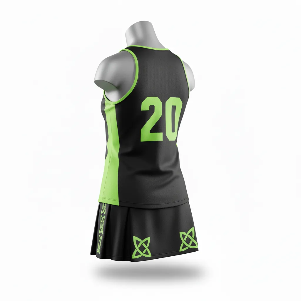 Custom Lacrosse Women Lacrosse Uniform - Black, Green - S Neon Serpent Strike - Back View - Kinexa Sportswear