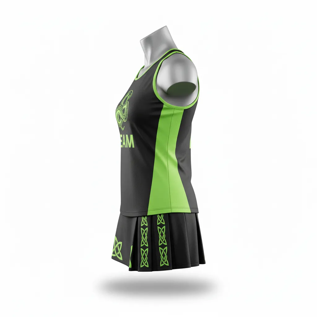 Custom Lacrosse Women Lacrosse Uniform - Black, Green - S Neon Serpent Strike - Side View - Kinexa Sportswear
