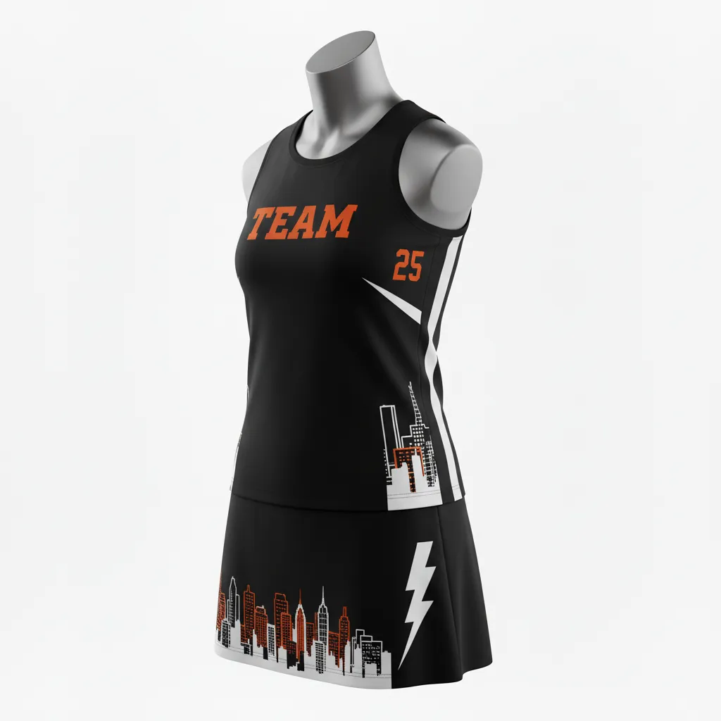 Custom Lacrosse Women Lacrosse Uniform - Black, Orange, White - S Long Island Strong - Front View - Kinexa Sportswear