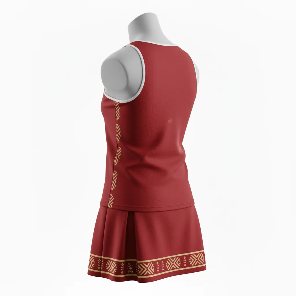 Custom Lacrosse Women Lacrosse Uniform - Red, White - S Cardinal Thunderbird Spirit - Back View - Kinexa Sportswear
