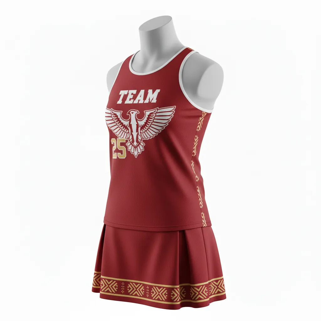 Custom Lacrosse Women Lacrosse Uniform - Red, White - S Cardinal Thunderbird Spirit - Front View - Kinexa Sportswear