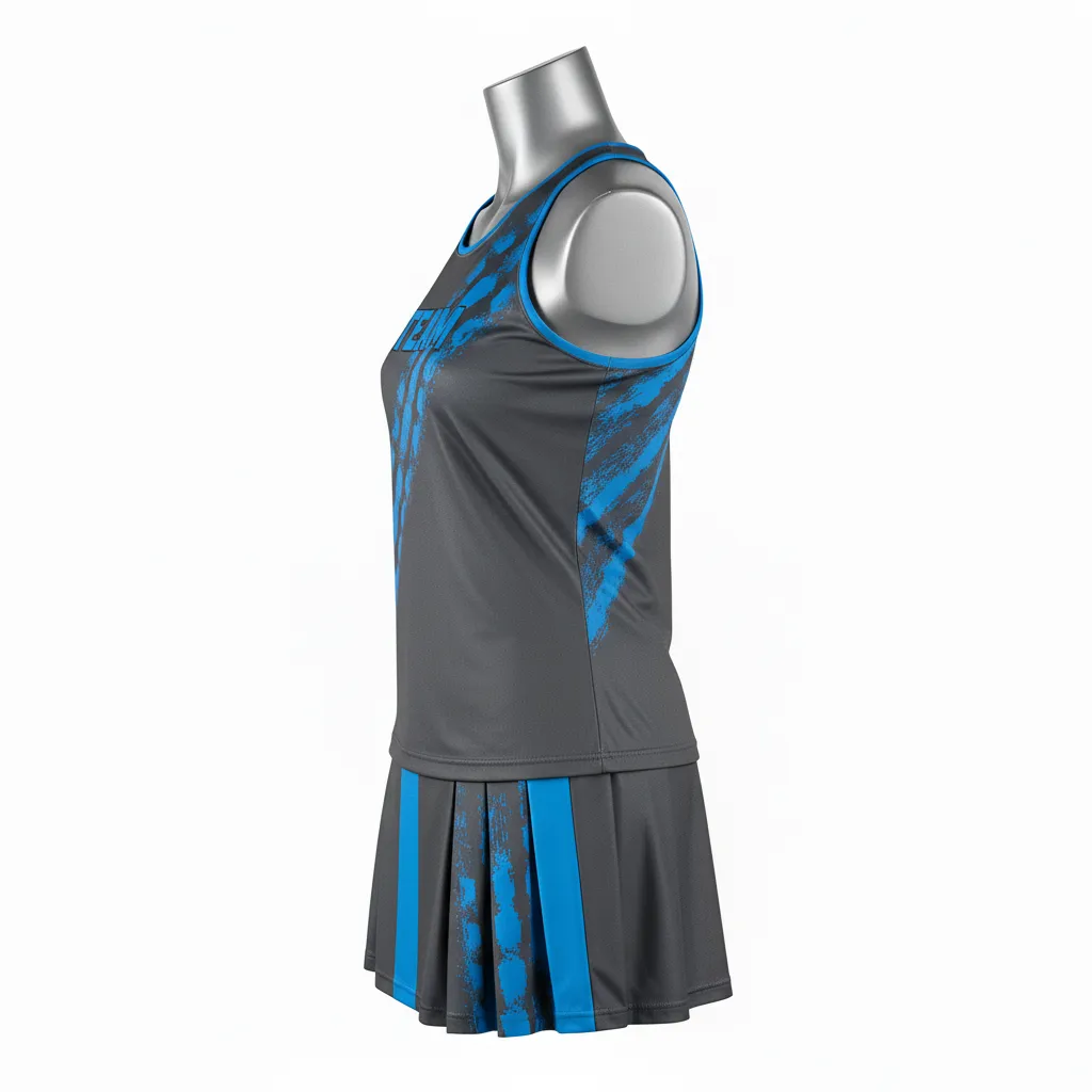 Custom Lacrosse Women Lacrosse Uniform - Blue - S Charcoal Electric Cleat Marks Trail - Back View - Kinexa Sportswear