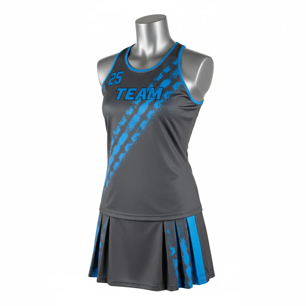 Custom Lacrosse Women Lacrosse Uniform - Blue - S Charcoal Electric Cleat Marks Trail - Front View - Kinexa Sportswear