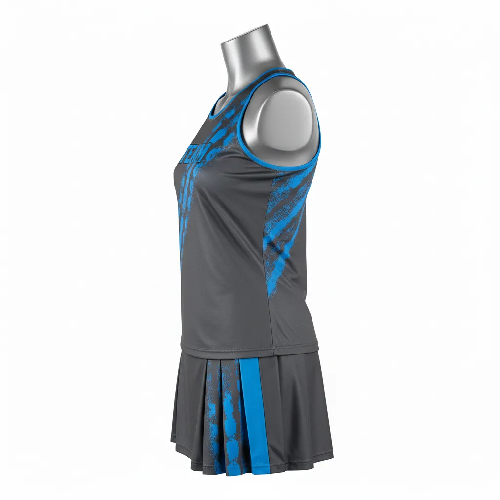 Custom Lacrosse Women Lacrosse Uniform - Blue - S Charcoal Electric Cleat Marks Trail - Side View - Kinexa Sportswear
