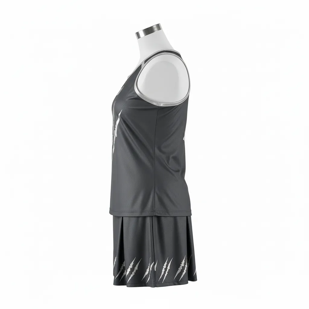 Custom Lacrosse Women Lacrosse Uniform - Grey, Silver - S Charcoal Wolf Pack Hunt - Side View - Kinexa Sportswear