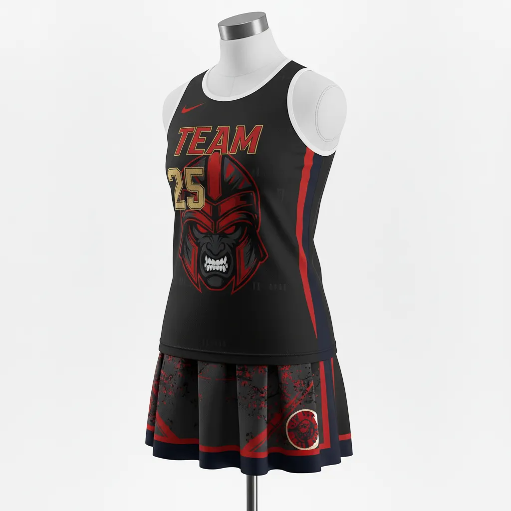 Custom Lacrosse Women Lacrosse Uniform - Red - S Charcoal Warrior Spirit - Front View - Kinexa Sportswear