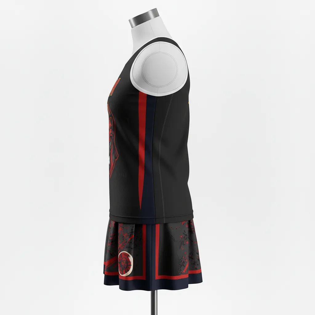 Custom Lacrosse Women Lacrosse Uniform - Red - S Charcoal Warrior Spirit - Side View - Kinexa Sportswear