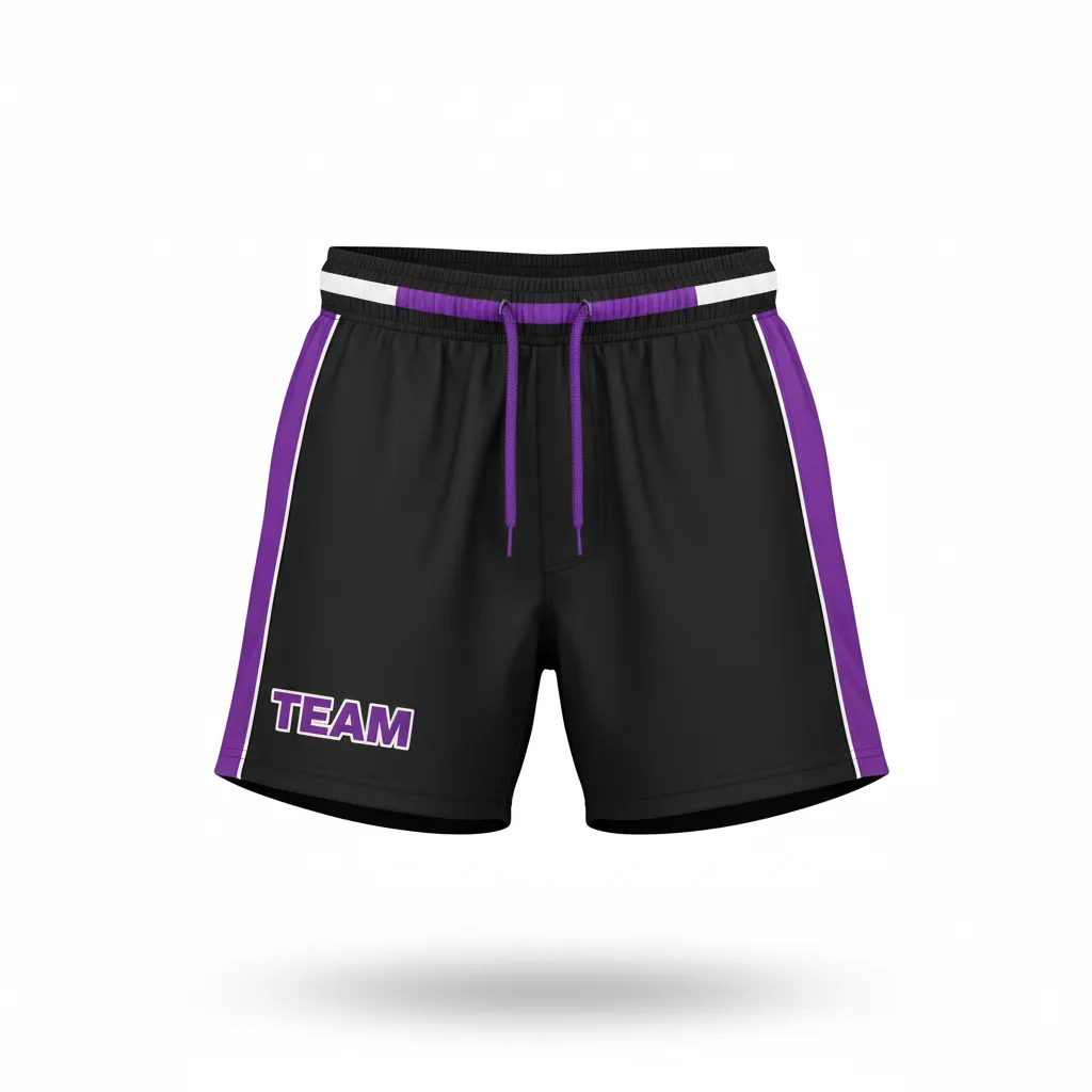 Custom Rugby Classic Rugby Shorts - Purple, White - All Blacks - Front View - Kinexa Sportswear
