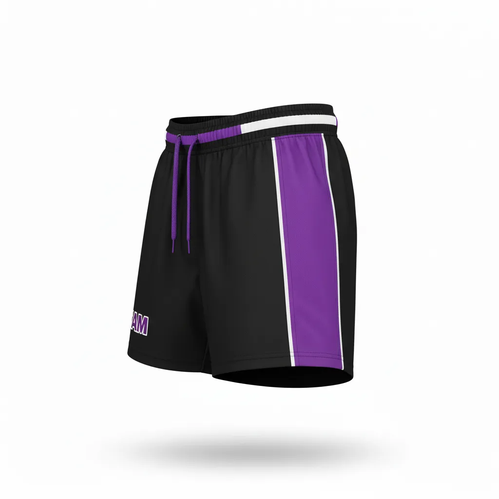 Custom Rugby Classic Rugby Shorts - Purple, White - All Blacks - Side View - Kinexa Sportswear