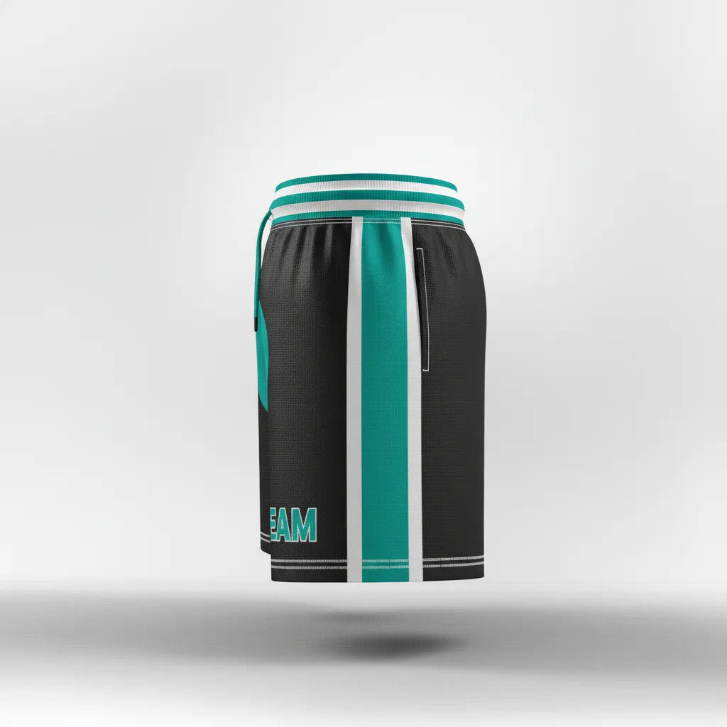 Custom Rugby Classic Rugby Shorts - Teal, White - All Blacks - Side View - Kinexa Sportswear
