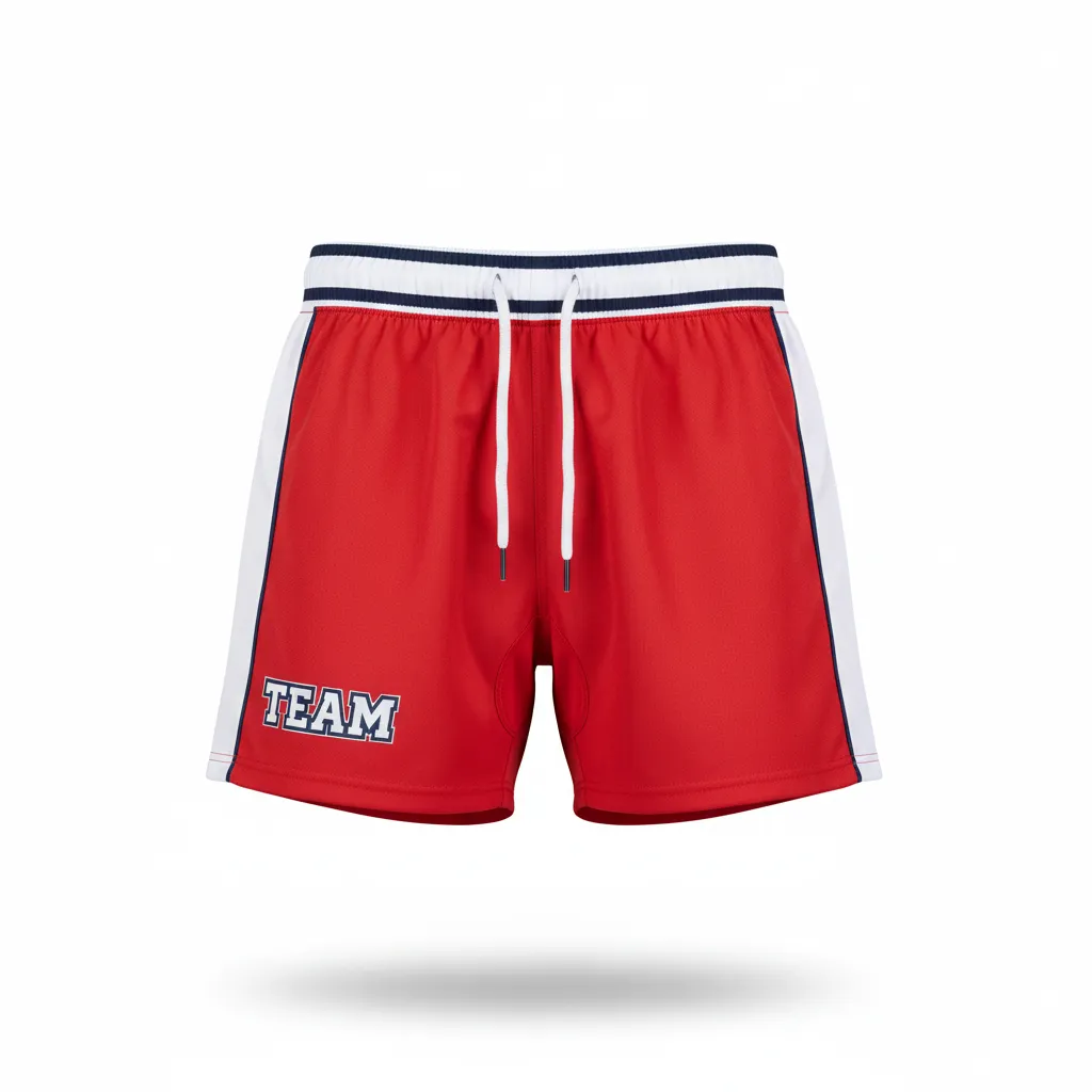 Custom Rugby Classic Rugby Shorts - Red, White, Navy - Athletic - Front View - Kinexa Sportswear