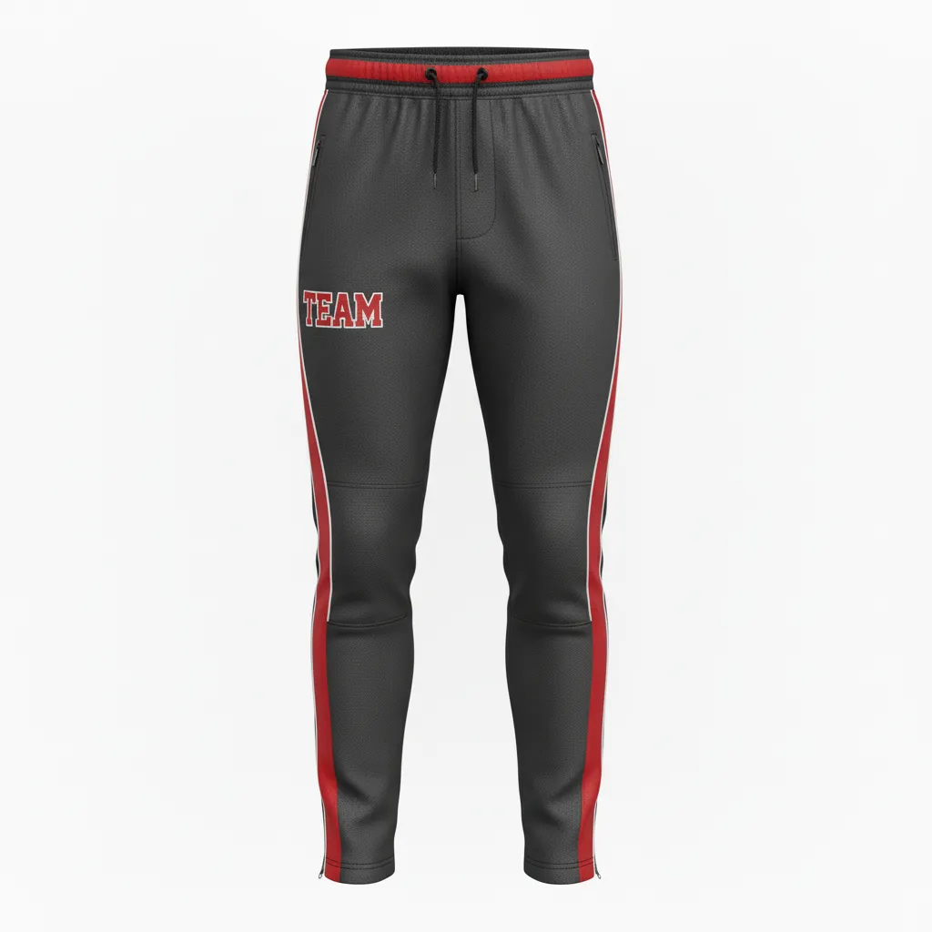 Custom Rugby Jogger Pant - Red, White - All Blacks Athletic - Front View - Kinexa Sportswear