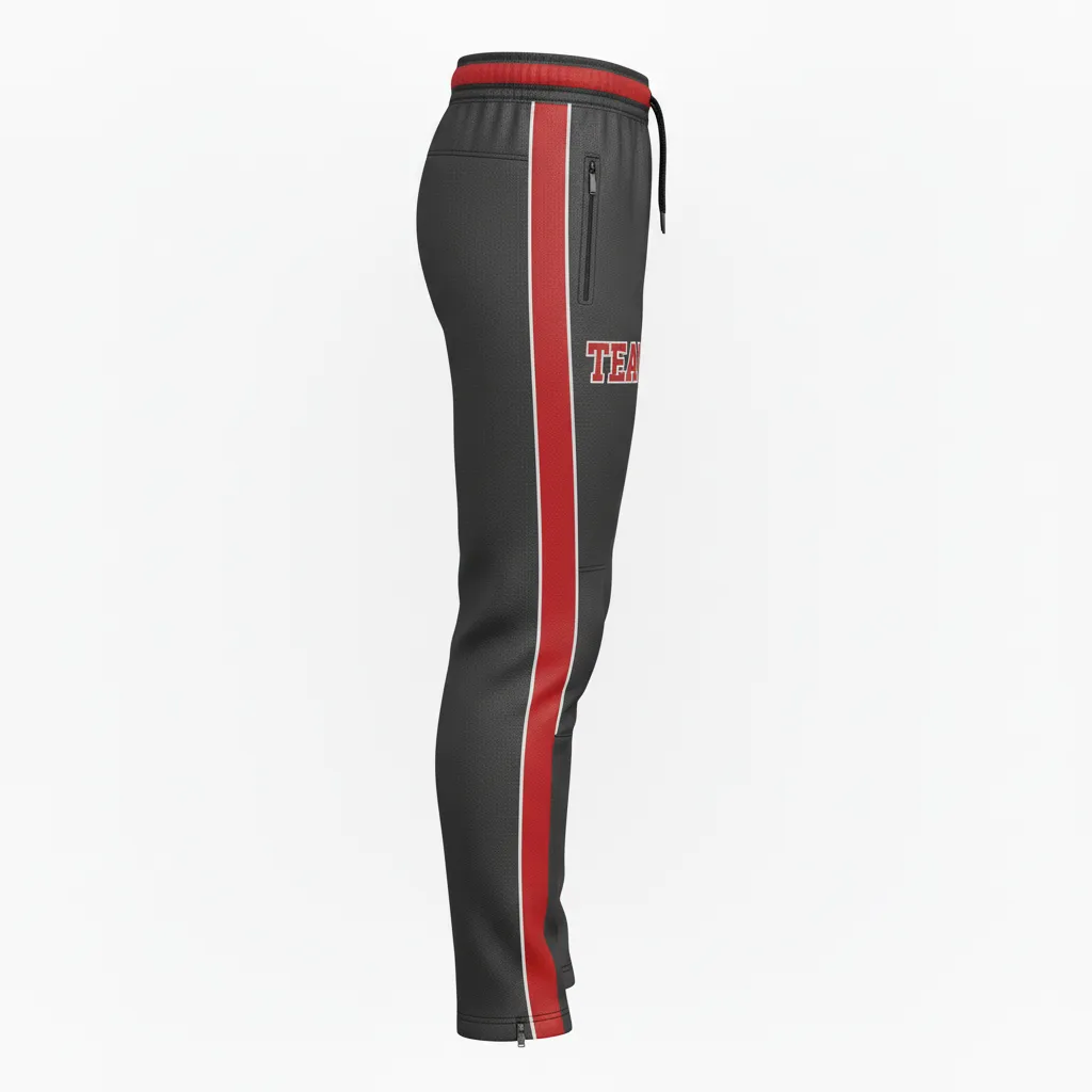 Custom Rugby Jogger Pant - Red, White - All Blacks Athletic - Side View - Kinexa Sportswear
