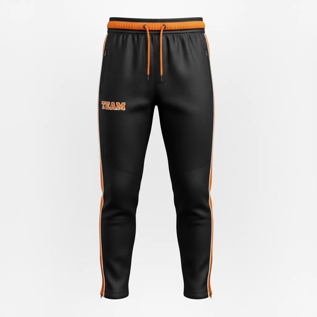 Custom Rugby Jogger Pant - Orange, White - All Blacks - Front View - Kinexa Sportswear