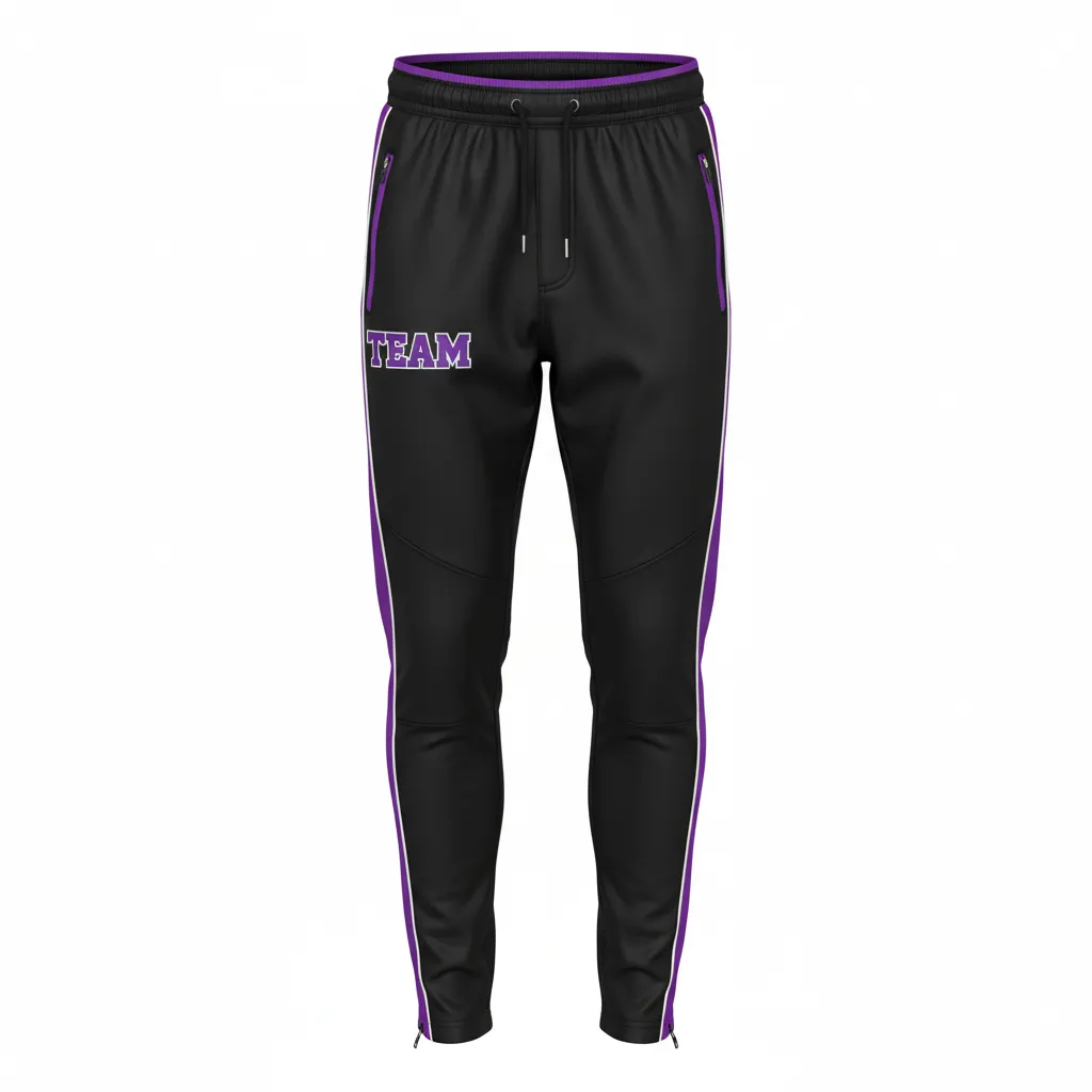 Custom Rugby Jogger Pant - Purple, White - All Blacks - Front View - Kinexa Sportswear