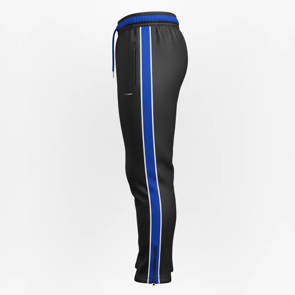 Custom Rugby Jogger Pant - Blue, White - All Blacks Royal - Side View - Kinexa Sportswear