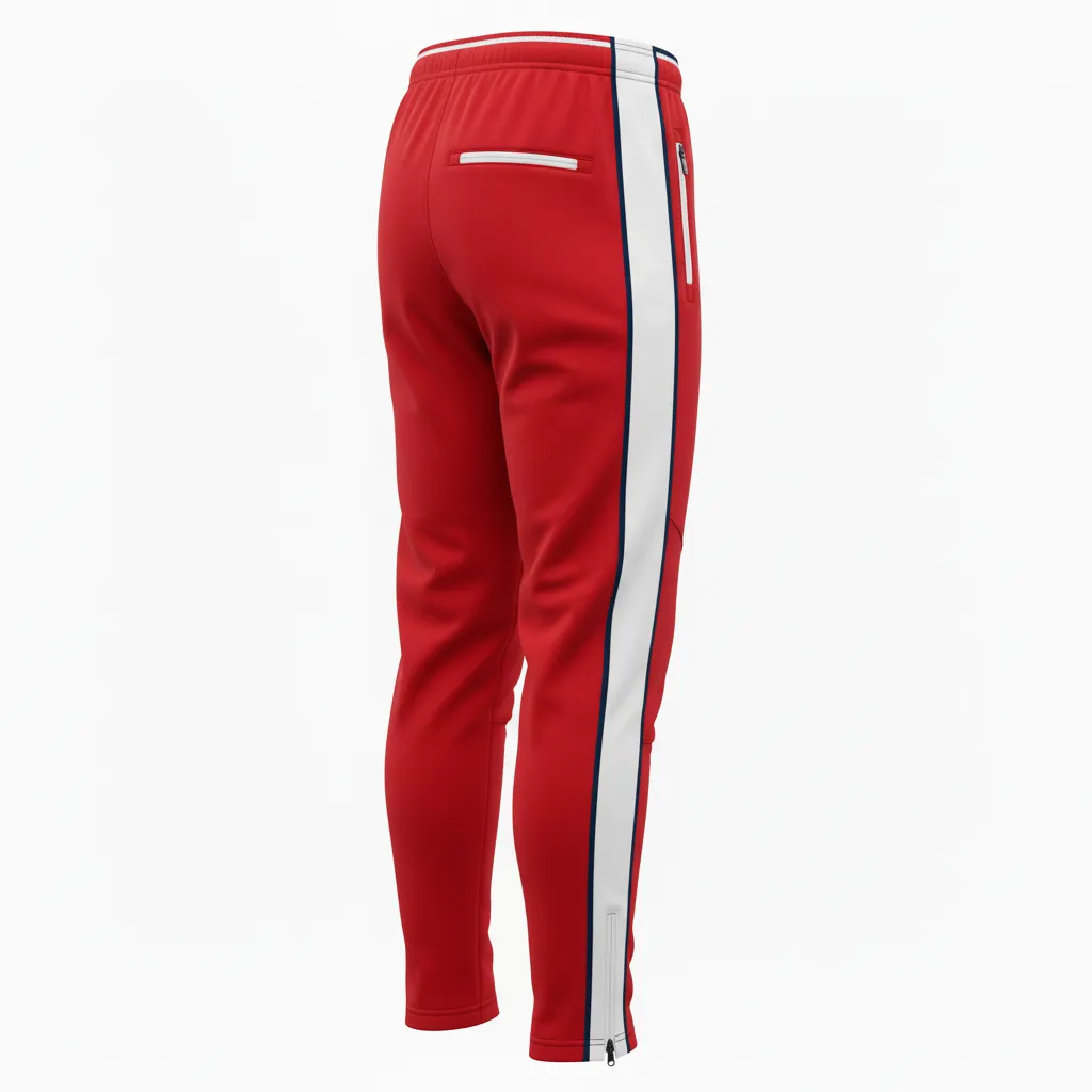 Custom Rugby Jogger Pant - Red, White, Navy - Athletic - Back View - Kinexa Sportswear