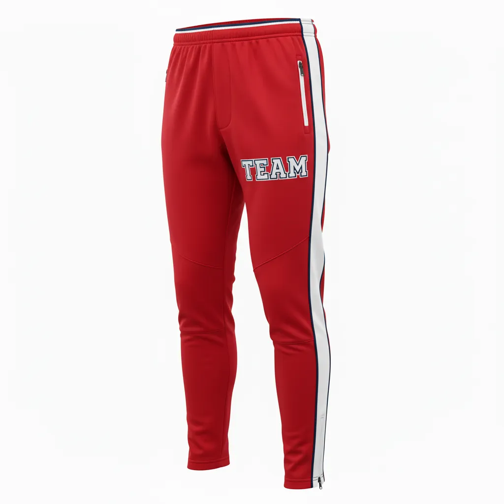 Custom Rugby Jogger Pant - Red, White, Navy - Athletic - Front View - Kinexa Sportswear