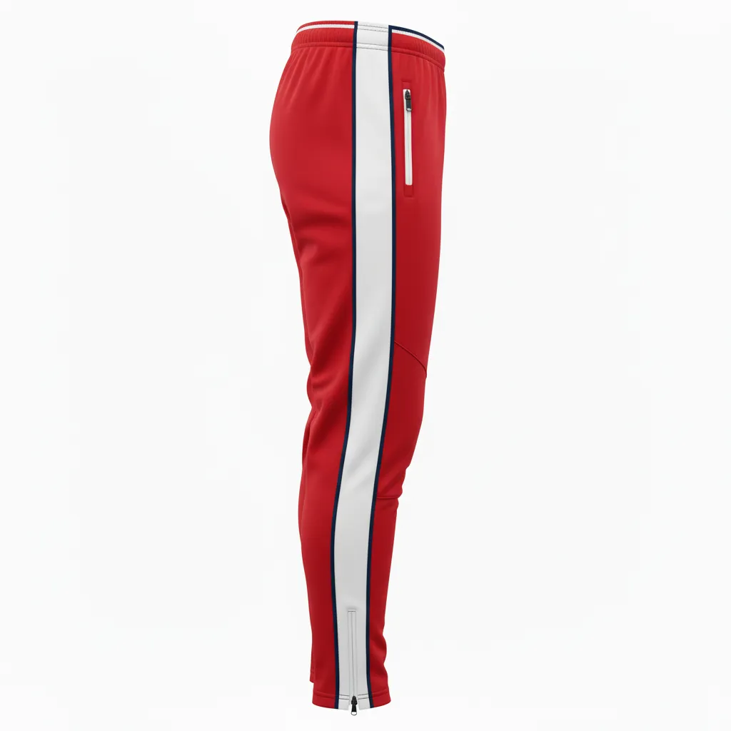 Custom Rugby Jogger Pant - Red, White, Navy - Athletic - Side View - Kinexa Sportswear
