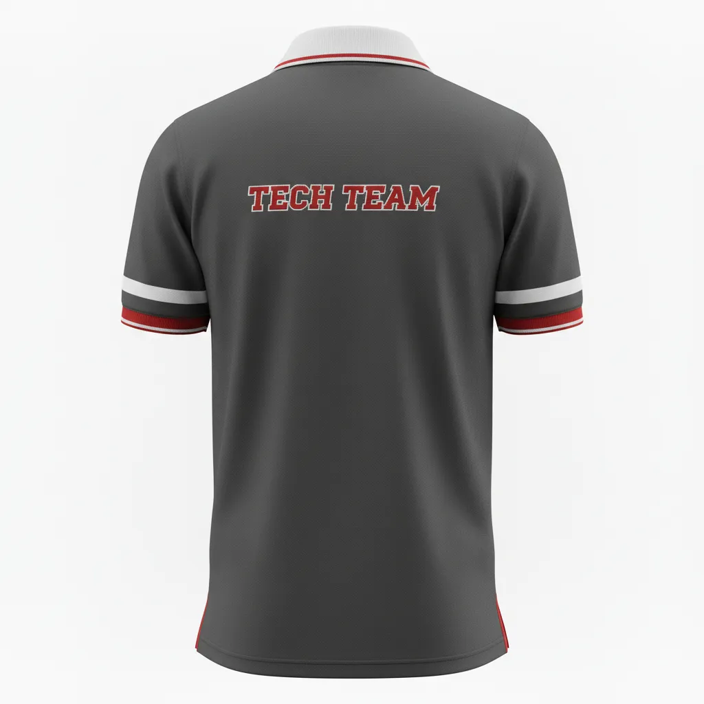 Custom Rugby Polo Shirt - Red, White - All Blacks Athletic - Back View - Kinexa Sportswear