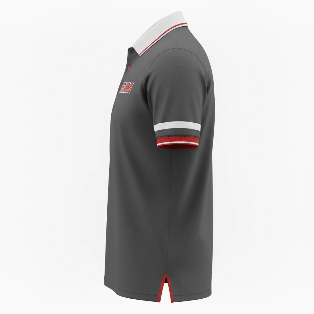 Custom Rugby Polo Shirt - Red, White - All Blacks Athletic - Side View - Kinexa Sportswear